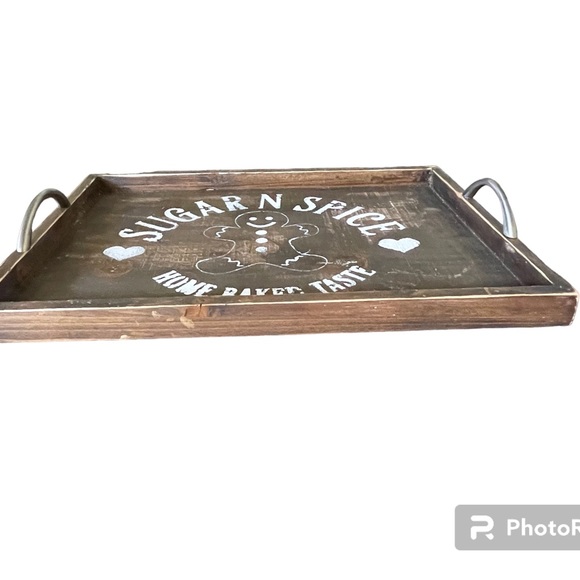 Wood serving tray. Great as decor, cookie serving, coffee/tea, wine, etc.. - Picture 3 of 5